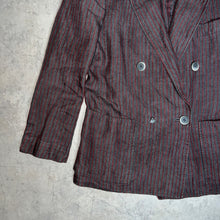 画像をギャラリービューアに読み込む, 80'S YVES SAINT LAURENT / LINEN STRIPES TAILORED JKT (DOUBLU)