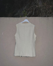 画像をギャラリービューアに読み込む, STRIP PATTERN CHINESE BUTTON LINEN VEST / 80'S ITALY