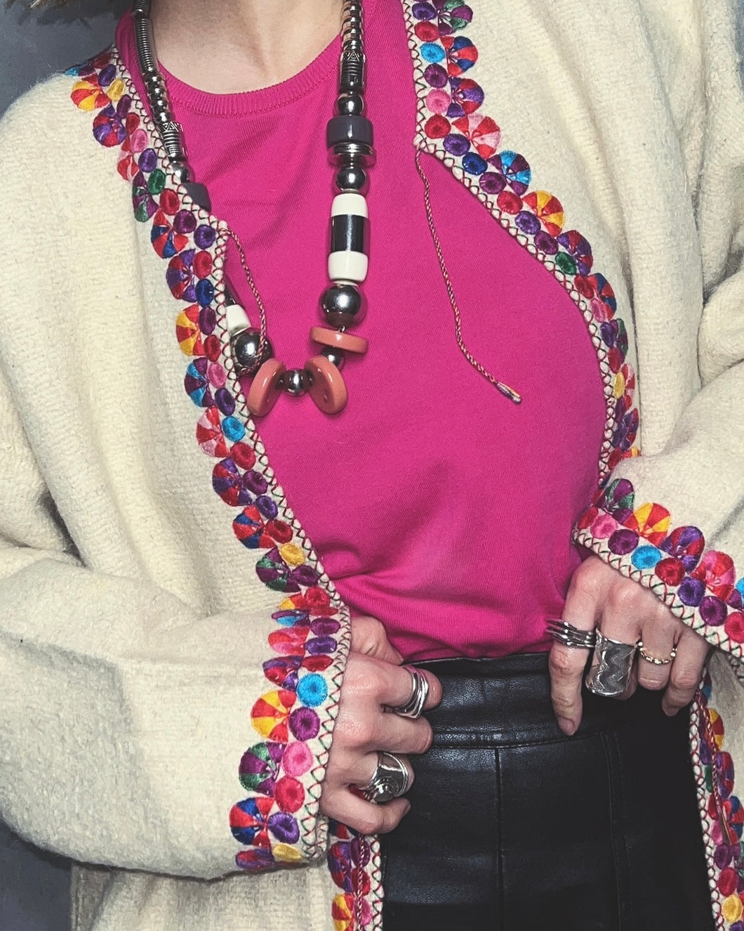 CHAMULA HAND EMBROIDERED WOOL JKT