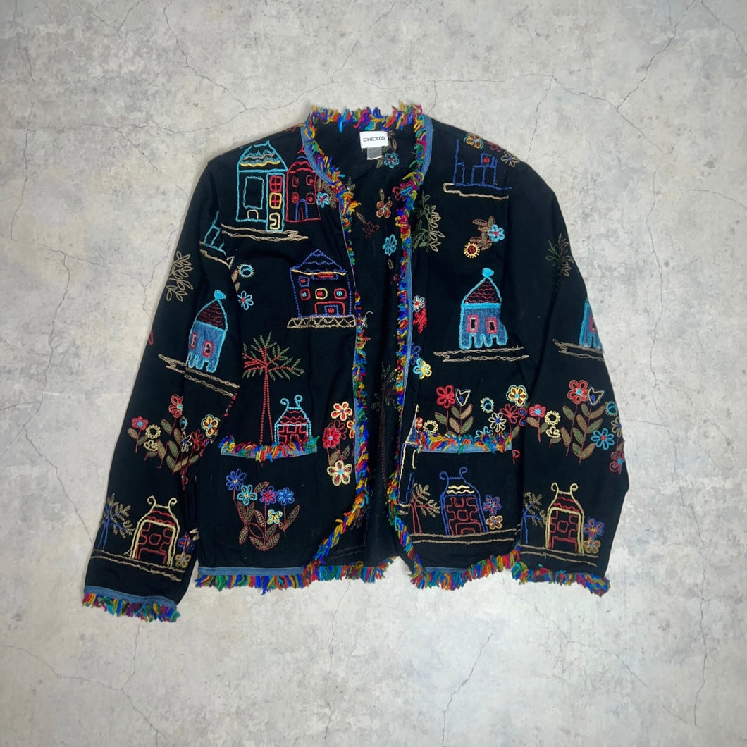 90-00'S INDIA製 / EMBROIDERED COTTON TWILL JKT