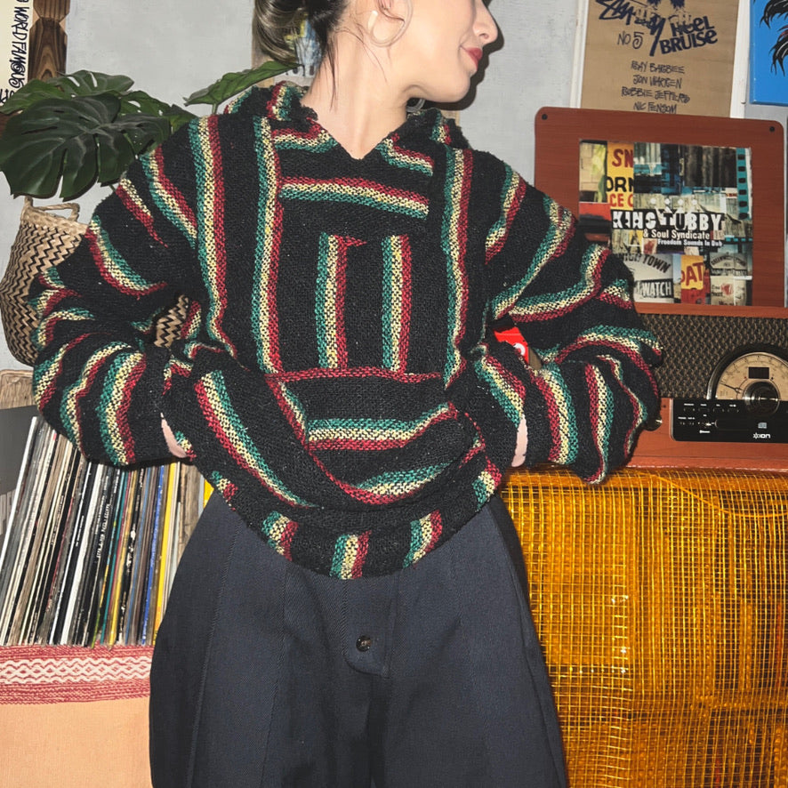 90'S MEXICO製 / RASTA COLOR BAJA HOODIE (UNISEX)