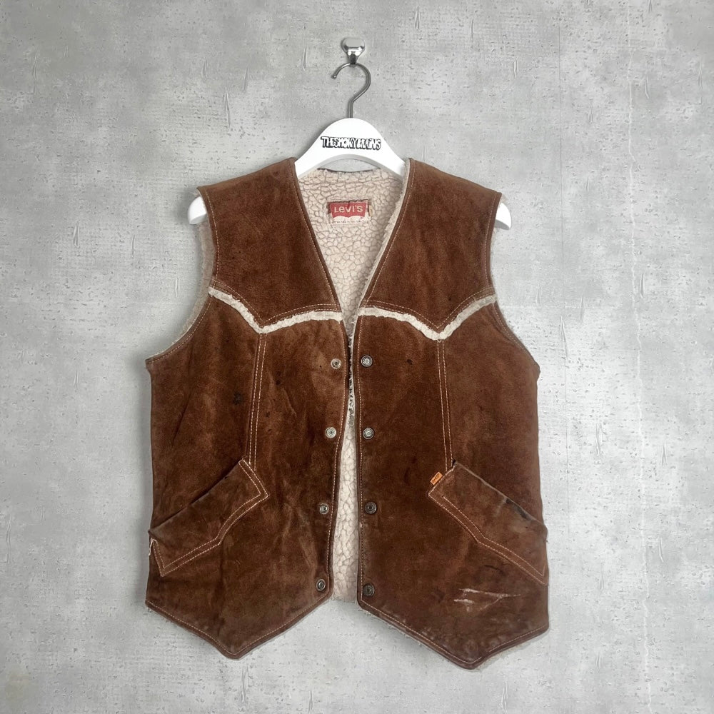 70'S USA製 *Levi's* ORANGE TAB / SUEDE BOA RANCH VEST / M (UNISEX)
